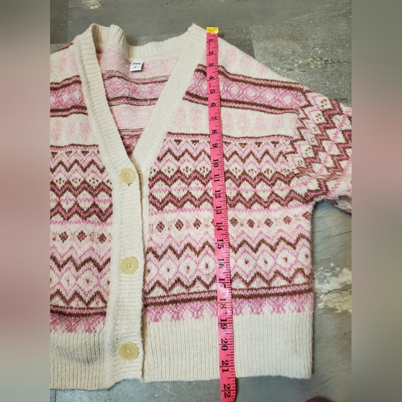 Twik by Simons short cardigan. Buttons. Long sleeves. Fair Isle / Nordic. Size L - Picture 8 of 9